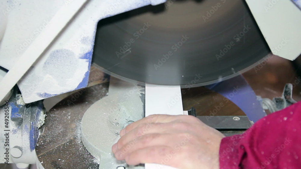 Circular Saw Cutting Window Profile Circular Saw Cutting Window Profile