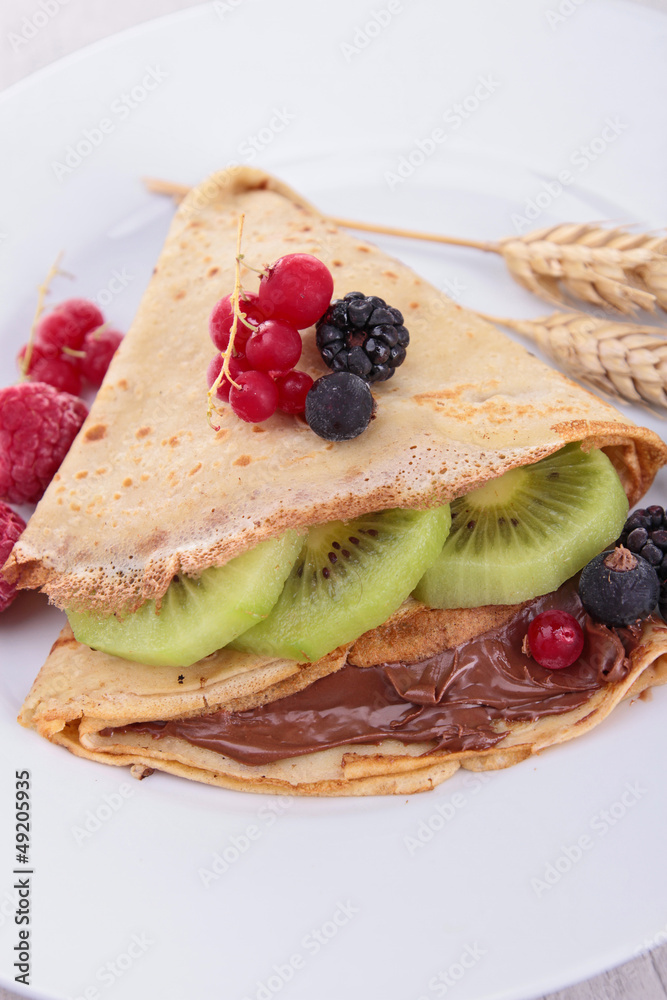 pancake with fruit and chocolate pancake with fruit and chocolate