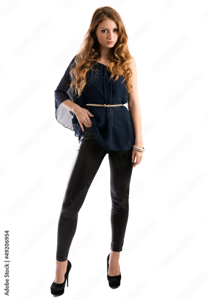 Beautiful blonde young lady posing in studio Beautiful blonde young lady posing in studio