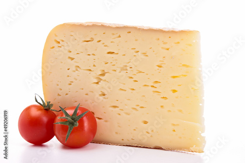 isolated cheese and cherry tomato