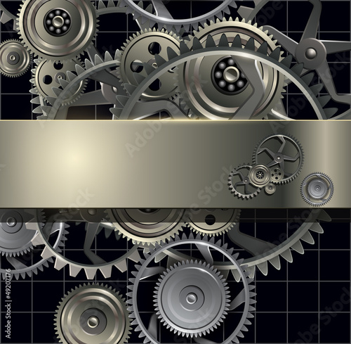 Technology background with metal gears and cogwheels
