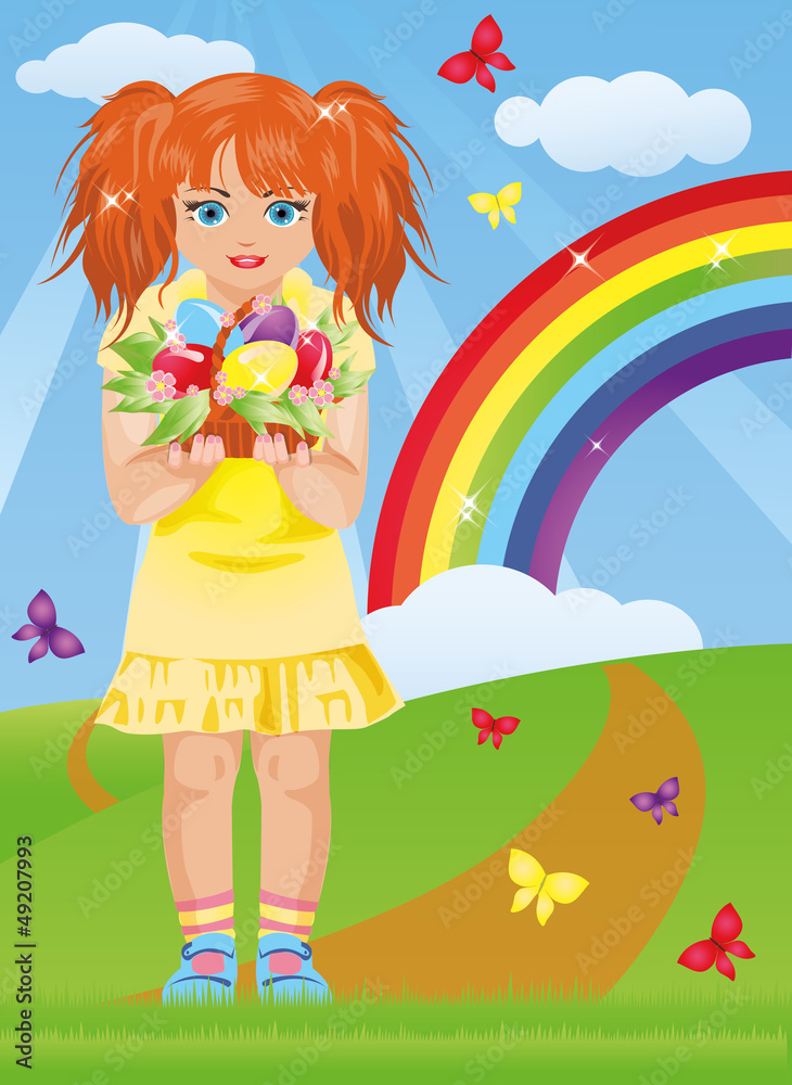 Easter girl, vector illustration Easter girl, vector illustration
