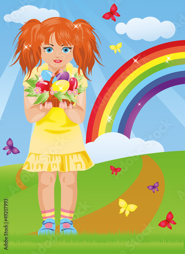 Easter girl  vector illustration