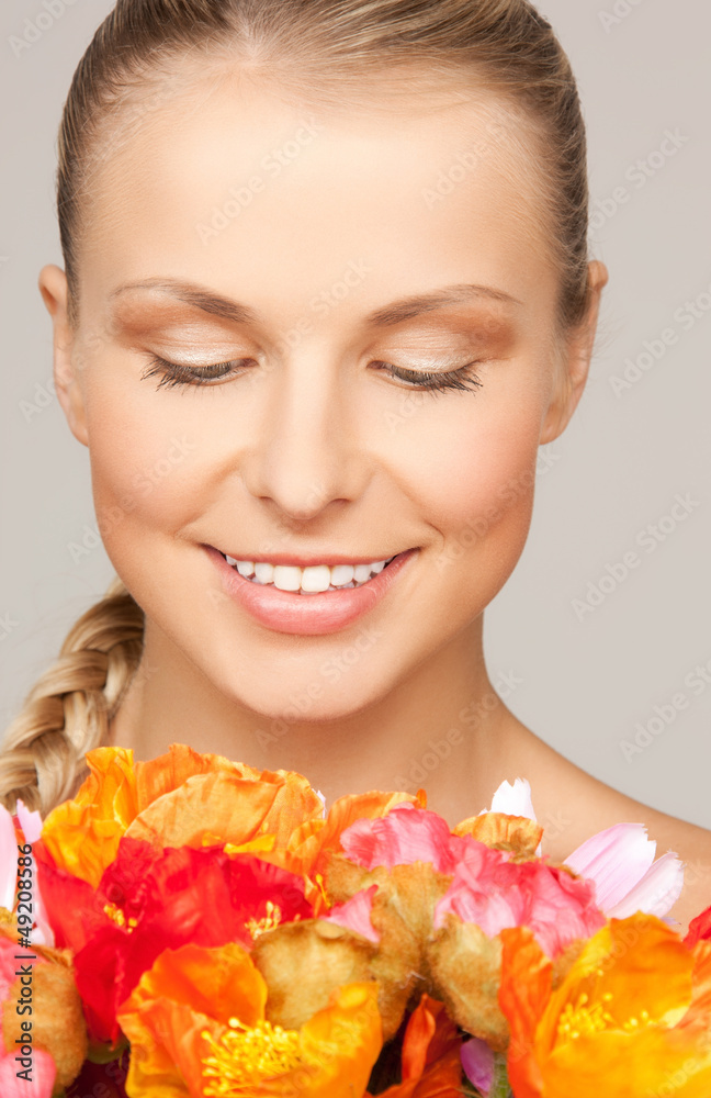 Fototapeta premium woman with red flowers