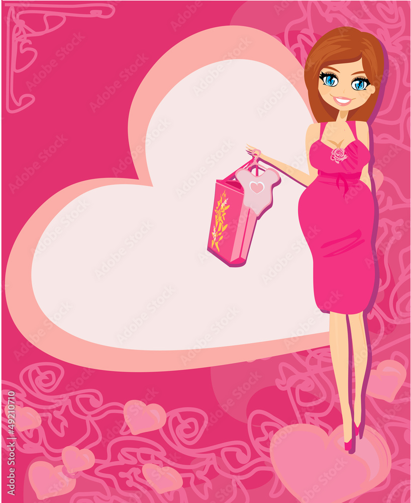 Beautiful pregnant woman on shopping for her new baby Beautiful pregnant woman on shopping for her new baby