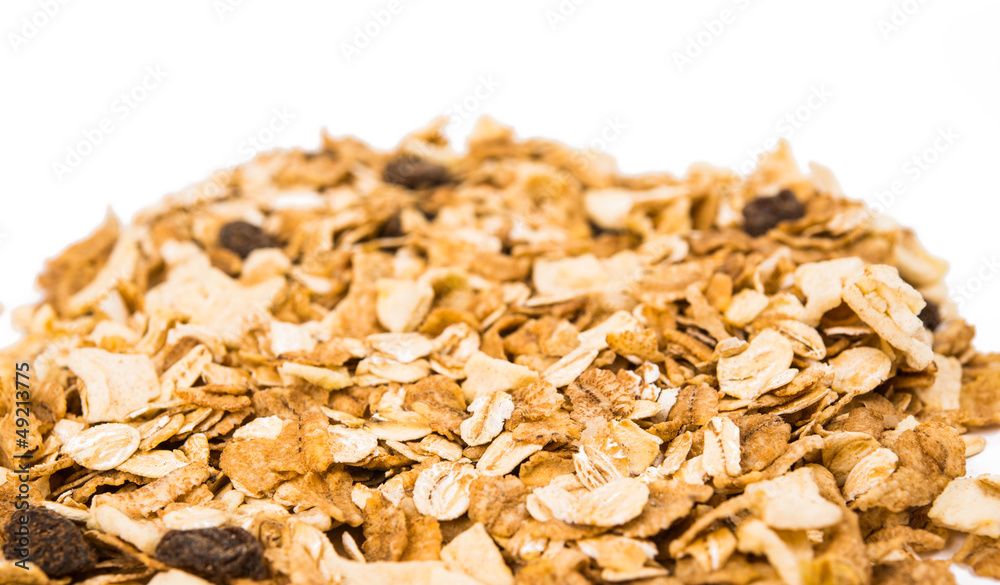 pile of muesli isolated