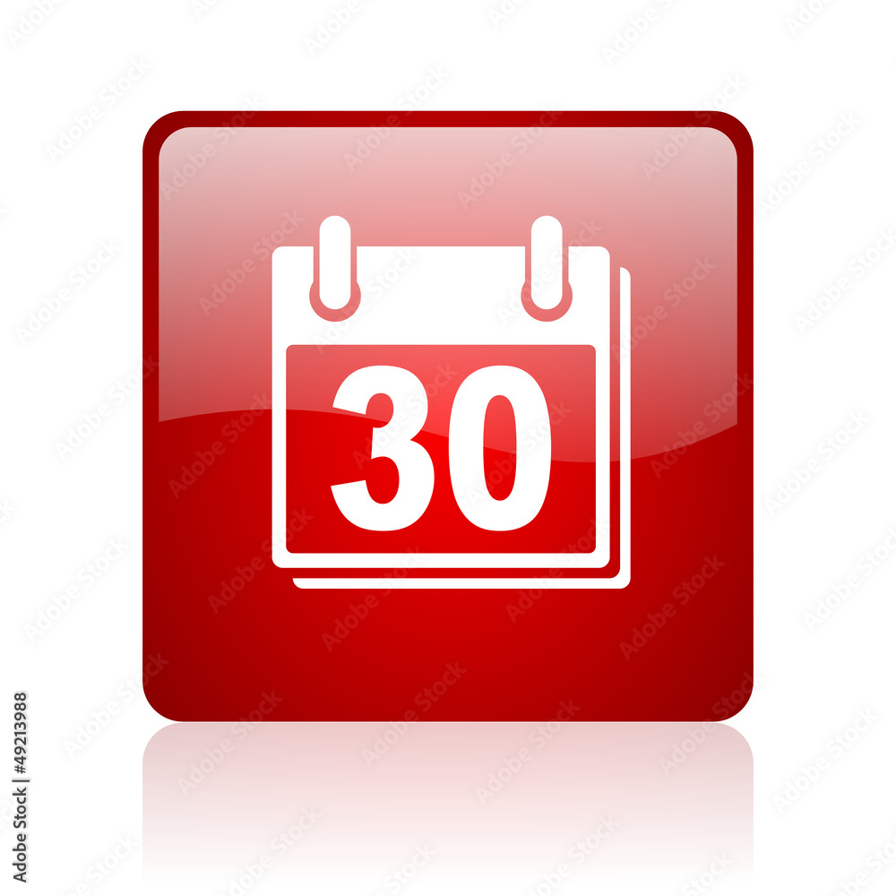 calendar red square glossy web icon on white background calendar red square glossy web icon on white background