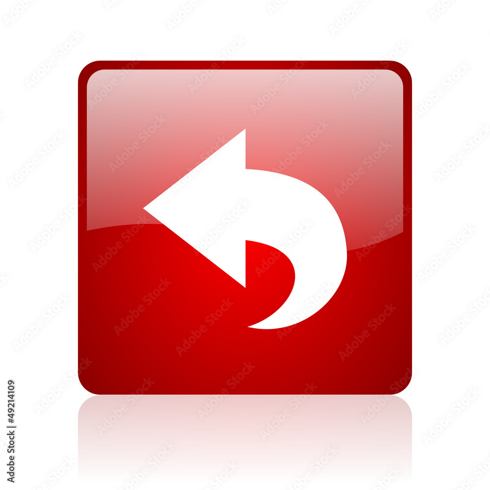 back red square glossy web icon on white background back red square glossy web icon on white background