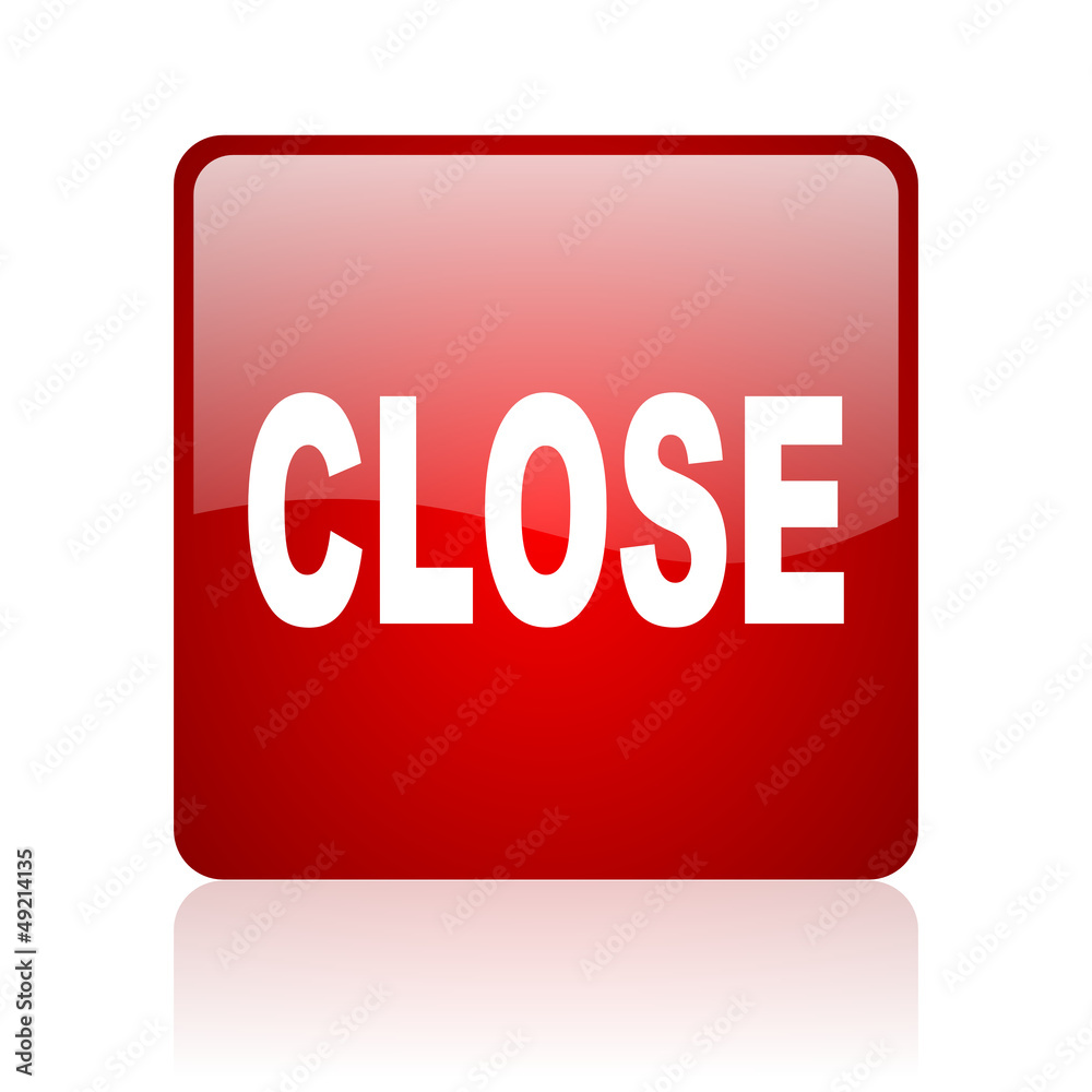 close red square glossy web icon on white background close red square glossy web icon on white background