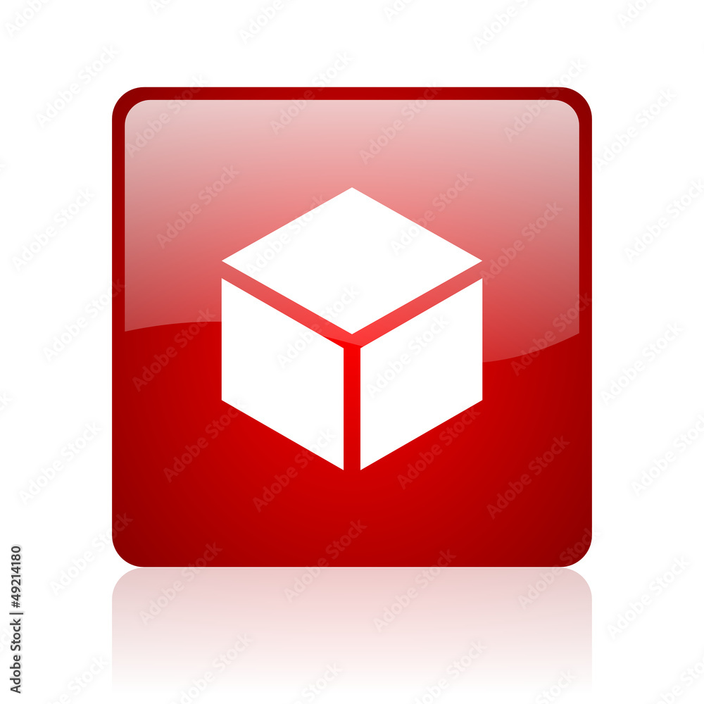 box red square glossy web icon on white background box red square glossy web icon on white background