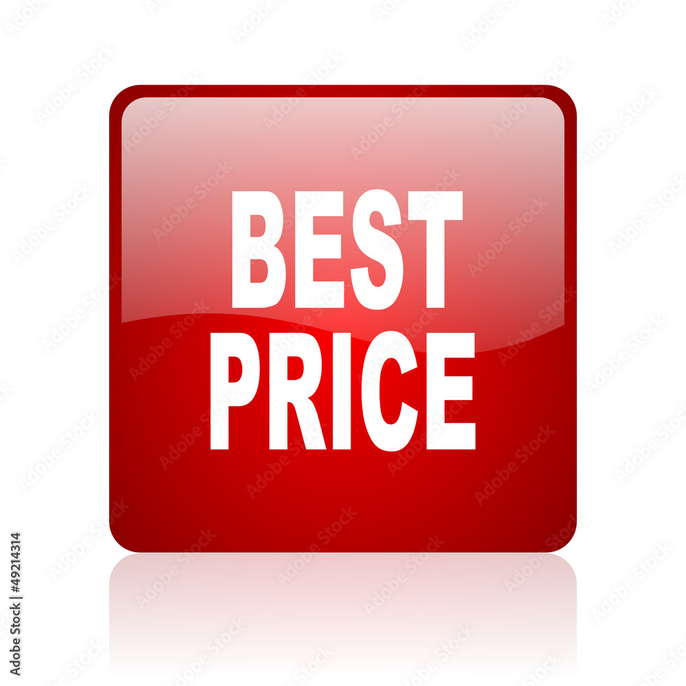 best price red square glossy web icon on white background best price red square glossy web icon on white background