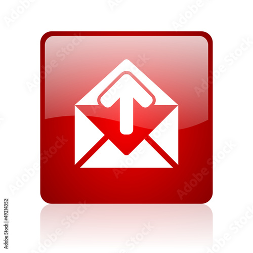 mail red square glossy web icon on white background Free Download mail red square glossy web icon on white background - GFXLoad