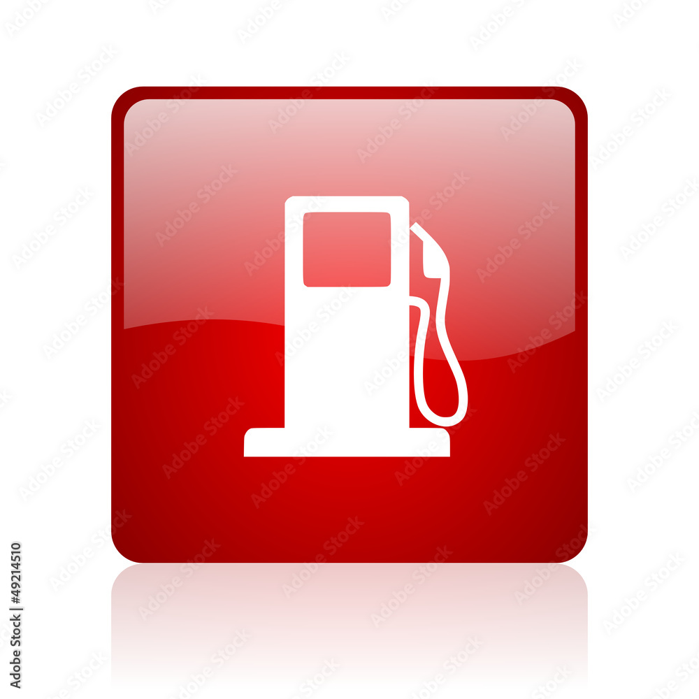 fuel red square glossy web icon on white background fuel red square glossy web icon on white background