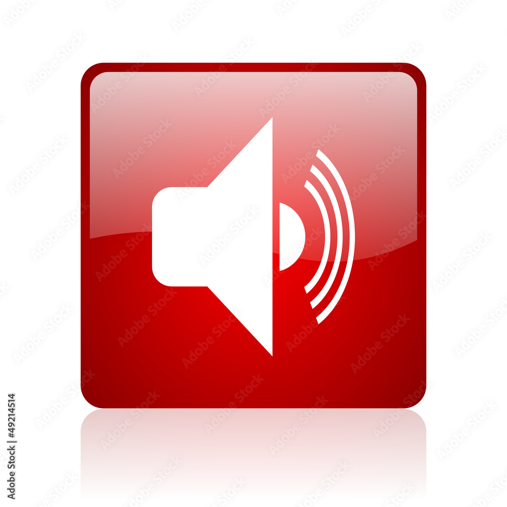 volume red square glossy web icon on white background volume red square glossy web icon on white background