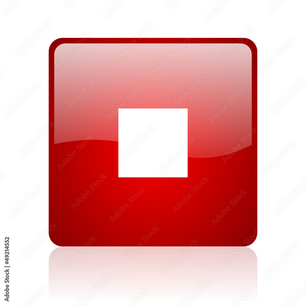 stop red square glossy web icon on white background stop red square glossy web icon on white background