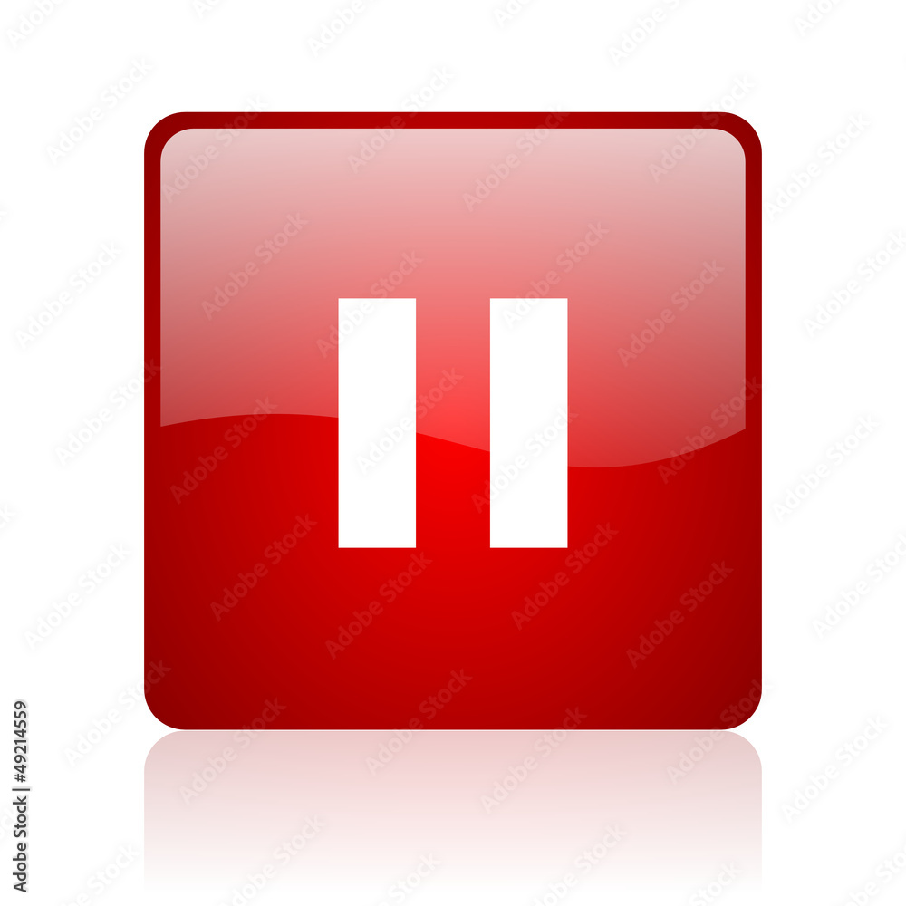pause red square glossy web icon on white background pause red square glossy web icon on white background