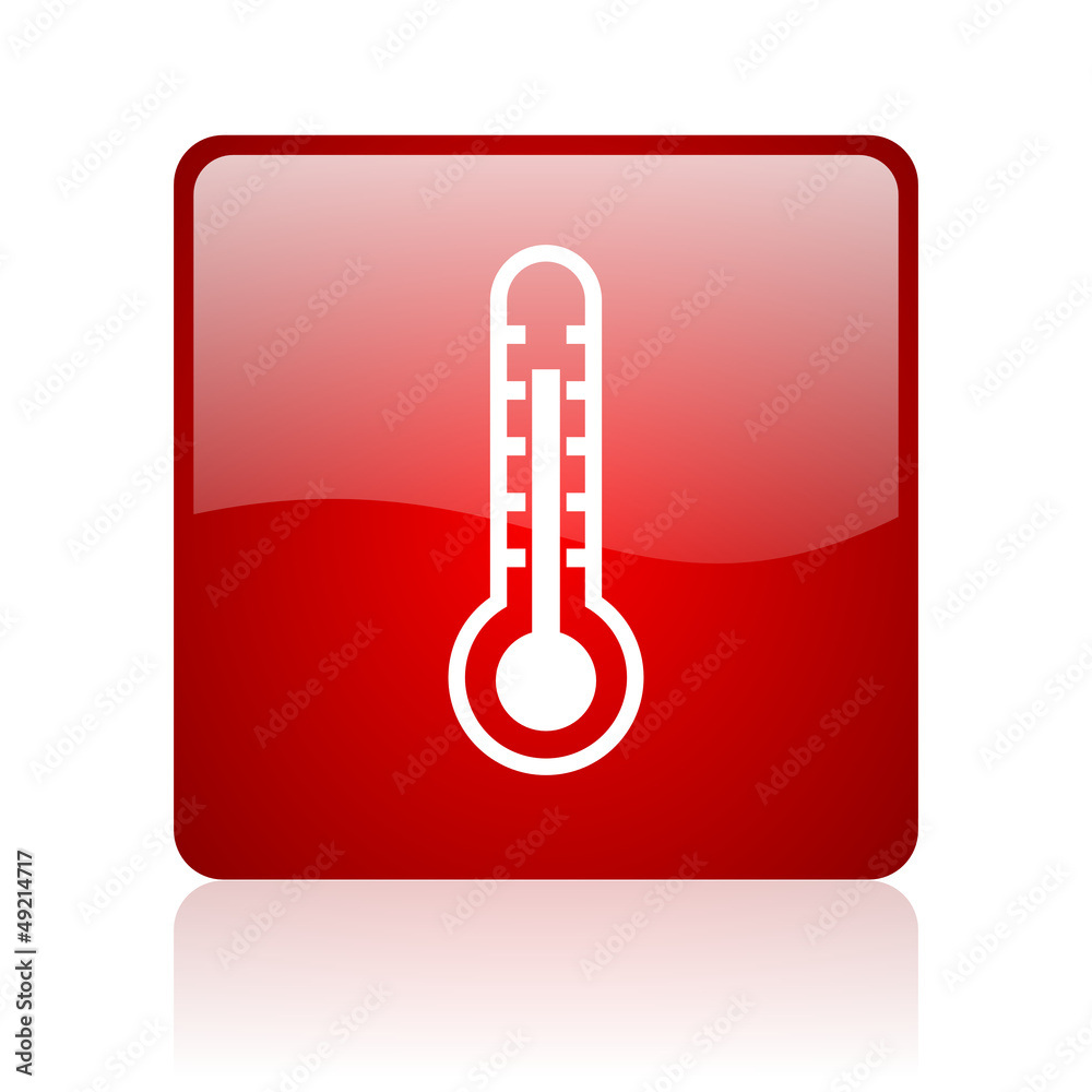 thermometer red square glossy web icon on white background thermometer red square glossy web icon on white background