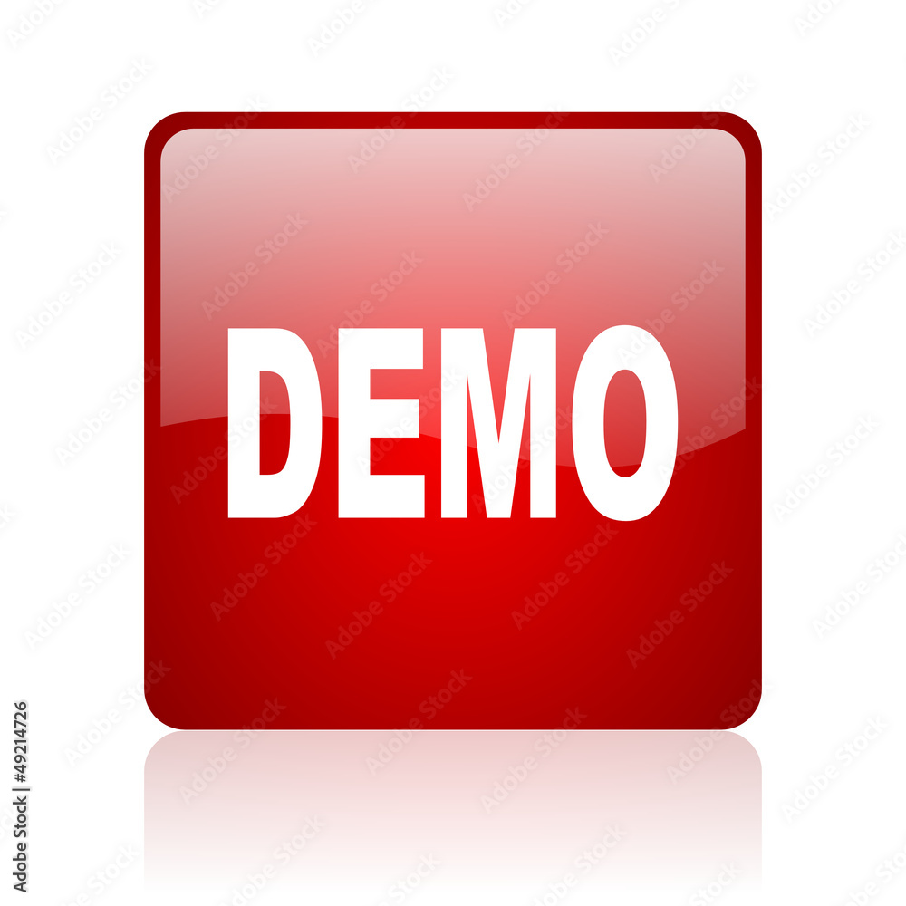 demo red square glossy web icon on white background demo red square glossy web icon on white background