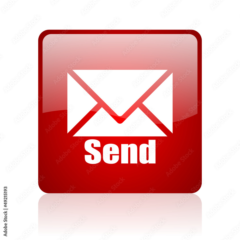 send red square glossy web icon on white background send red square glossy web icon on white background