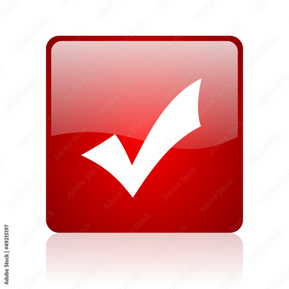 accept red square glossy web icon on white background accept red square glossy web icon on white background