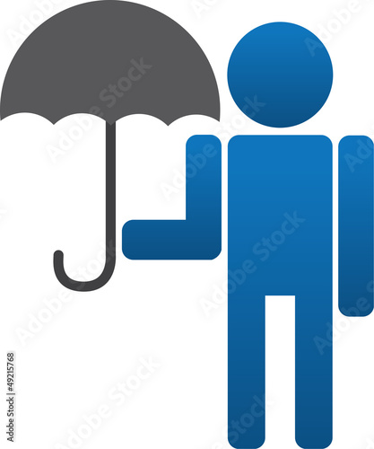 Isolated man holding an umbrella