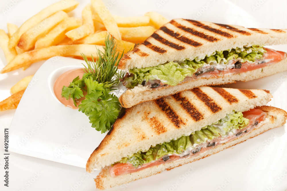 Sandwiches with French fried potatoes Sandwiches with French fried potatoes