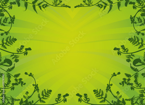 green fern frame on bright background