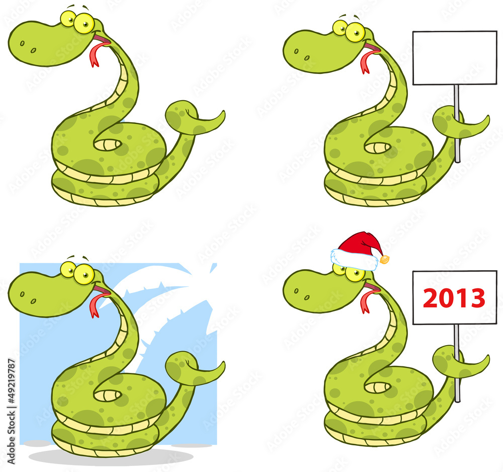 Fototapeta premium Snake Cartoon Mascot Characters- Collection