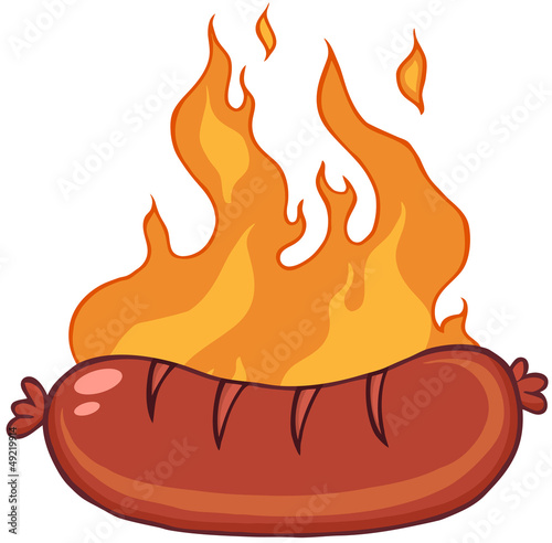 Grilled Sausage With Flames