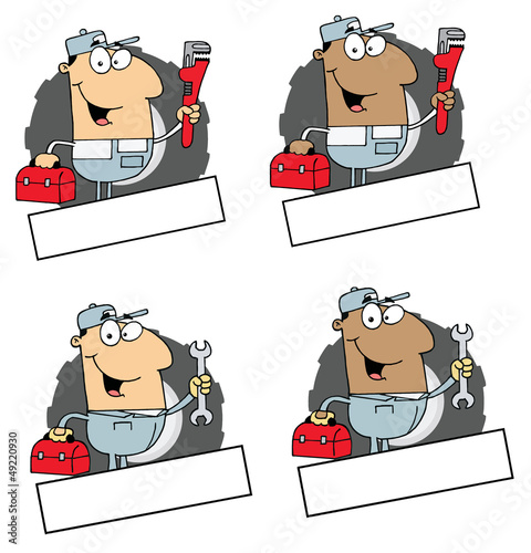 Logo Mascot-Man Carrying A Wrench And Tool Box Collection