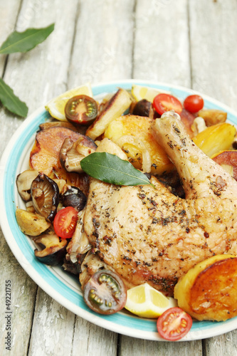 leg of chicken with vegetables