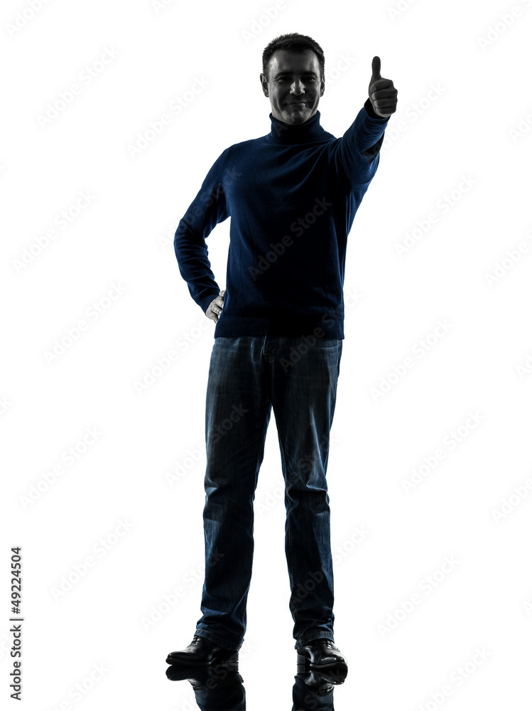 man thumb up silhouette full length