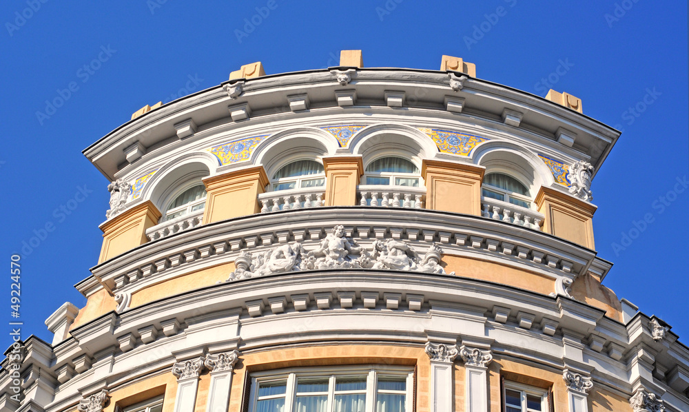 baroque building with bas-relief and murals madrid
