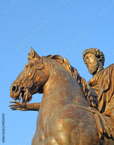 statue of marcus aurelius on capitoline hilll in rome