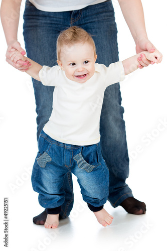 First steps of baby boy wit...