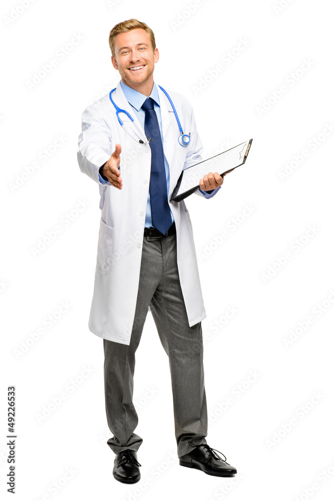 Full length of confident young doctor on white background Full length of confident young doctor on white background