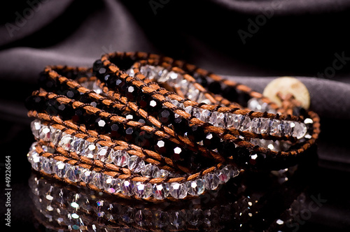 Beautiful bijouterie on black background photo