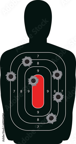 Silhouette Shooting Range Gun Target with Bullet Holes