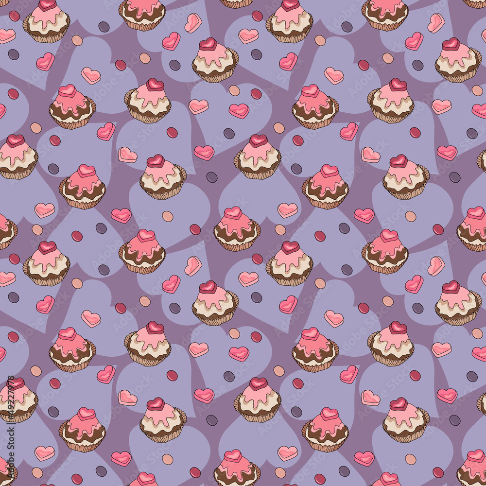 Seamless pattern of cupcake. Food design Seamless pattern of cupcake. Food design