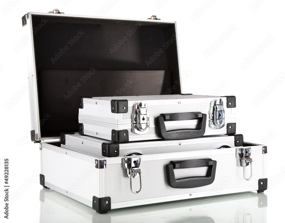 Silver cases isolated on white Silver cases isolated on white