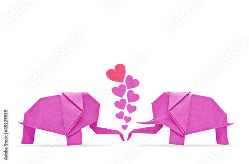 Origami elephant of love