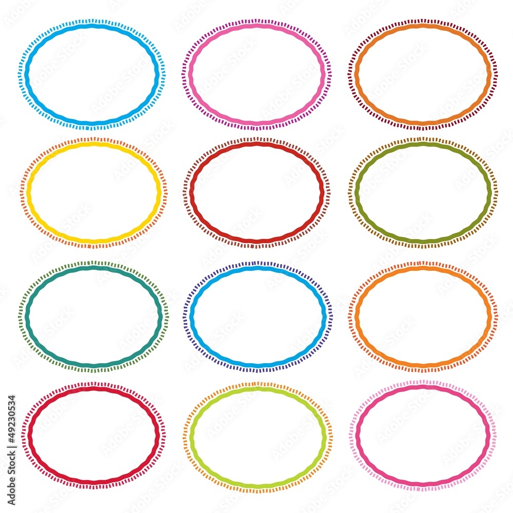 Colorful Illustration Set of Oval Frames On White Background Colorful Illustration Set of Oval Frames On White Background