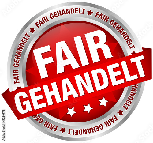 Button Banner "Fair gehandelt" rot/silber