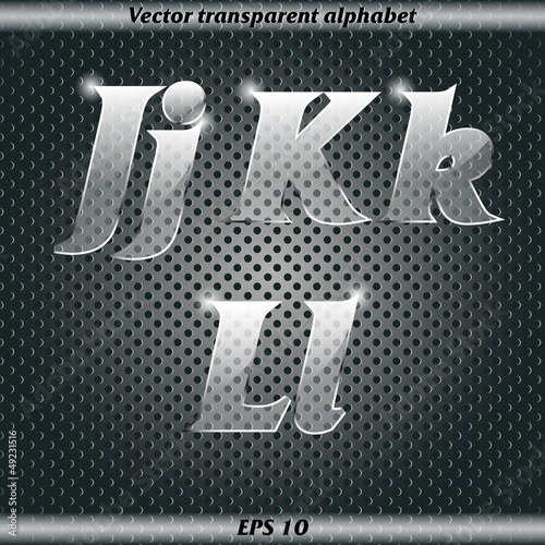 Transparent alphabet. J, K, L.