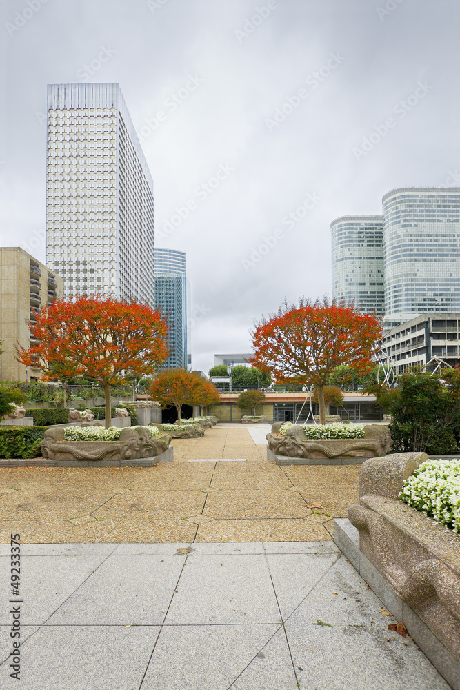 Cityscape. Modern building with park in Paris