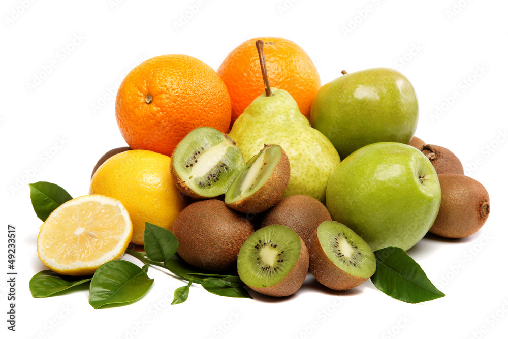 Fresh fruits and vegetables isolated on a white background. Fresh fruits and vegetables isolated on a white background.
