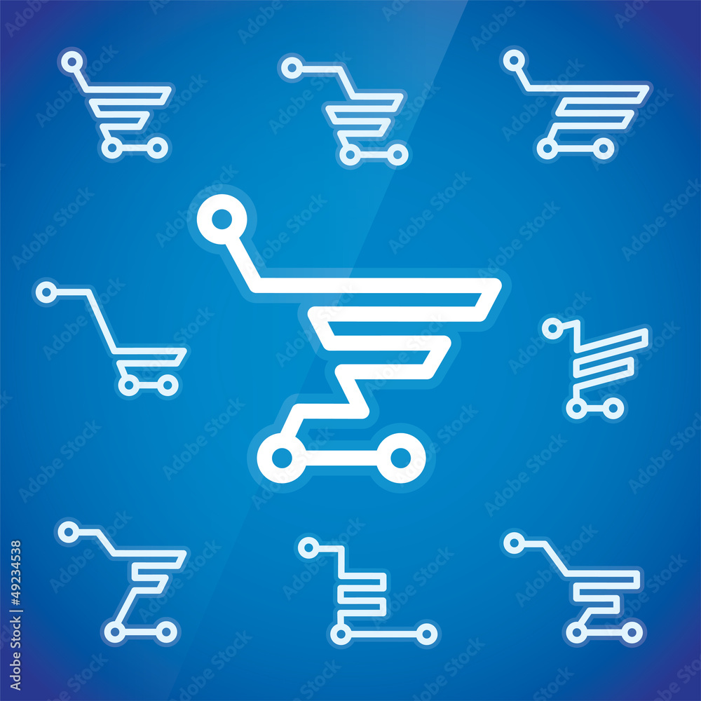 Electronic Shopping Cart Illustration, Sign, Symbol Electronic Shopping Cart Illustration, Sign, Symbol