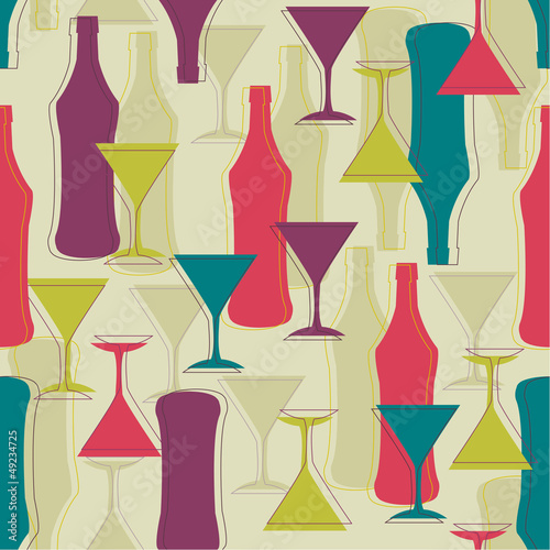 Wine bottles - vector seamless pattern