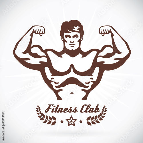 Bodybuilder Fitness Model Illustration, Sign, Symbol
