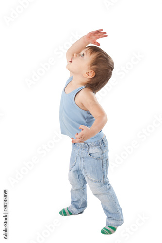 Little boy looking up